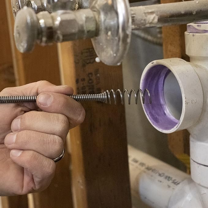 DrainX SPINFEED 35 Foot Snake Drum Auger | Drill Power or Manual Use - Auto Extend and Retract Snake | Work Gloves and Storage Bag Included