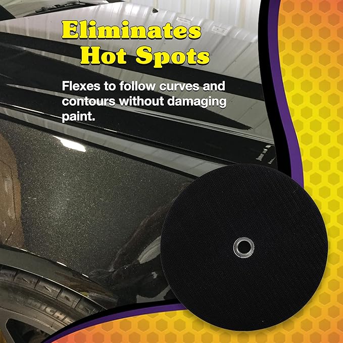 Wizards Buff Pad Back Plate - Soft and Flexible Back Plate for Auto Detailing Supplies - Compatible with Most Wool and Foam Pads - Helps Eliminate Hot Spots and Burns - ‎7 inch