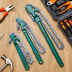 Lasnten 3 Pcs Large Reversible Chain Oil Filter Wrench with 12 16 9 Inch Chain Wrench Adjustable Heavy Duty Carbon Steel Sturdy Pipe Fitting Tool Spanner for Ratcheting Universal(Green)