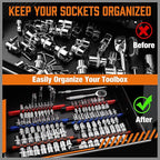 HORUSDY 6Pcs Double Sided Socket Organizer, 1/4-Inch, 3/8-Inch, 1/2-Inch, Premium Quality Socket Holders (6Pcs Double Sided Socket Organizer)