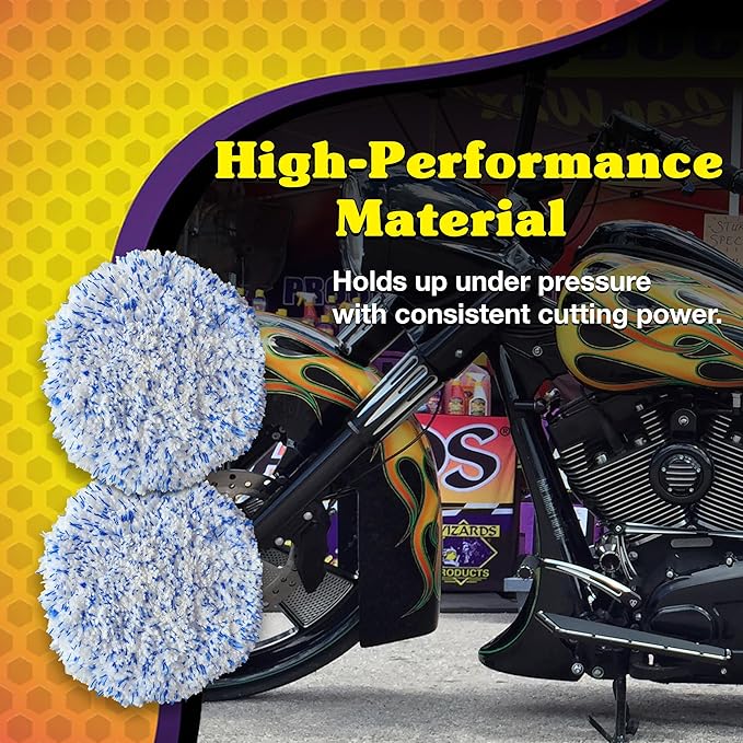 Wizards 12 DA Polisher Microfiber Cutting Pad - 2-pk 3inch - Backing Plate & Fast Cutting Micro Fiber Face- Compatible with Wizards Mystic Cut