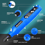 Cordless Rotary Tool, 5 Variable Speed Mini Rotary Tool Kit with 70 Accessories, 3.7V Type-C Charging Power Rotary Tool for Engraving, Sanding, Polishing, Carving, Cutting, DIY Crafts