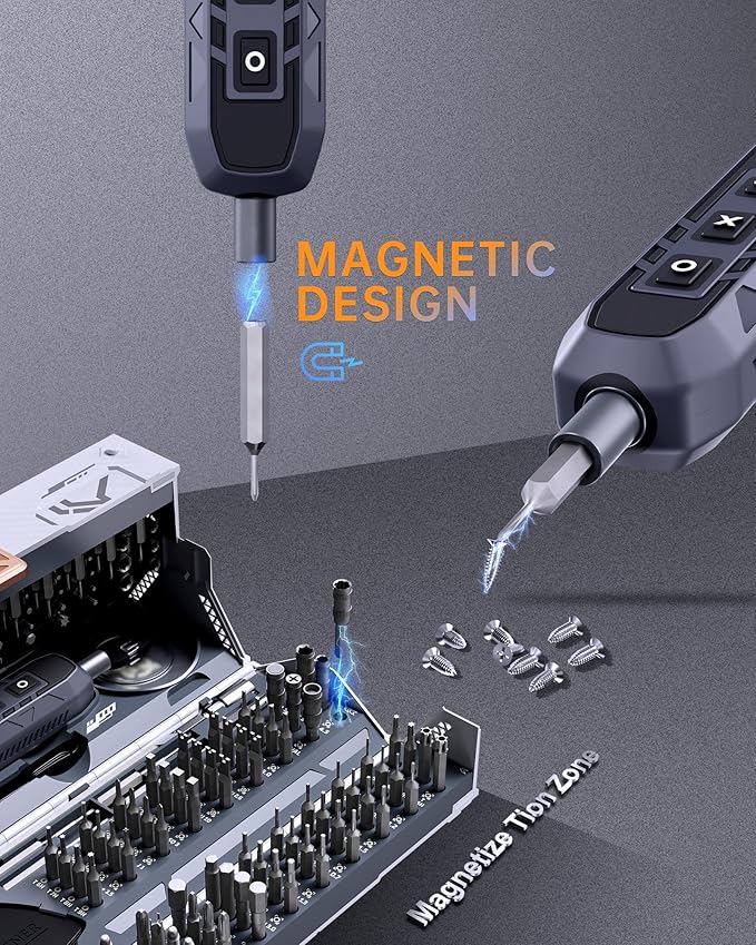 Electric Screwdriver Kit, 181 in 1 Mini Precision Screwdriver Set with 162 Magnetic Bits, 3 Torque Settings, 3.7V Cordless Power Screwdriver Repair Tool for Phone Camera Laptop Watch