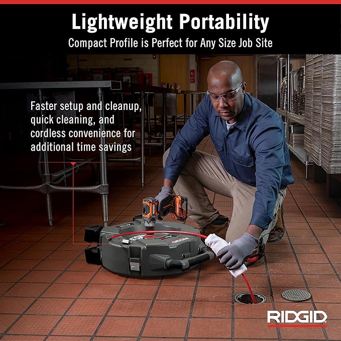 RIDGID 76193 FlexShaft K9-102+ Drain Cleaning Machine for 1 1/4-2" (32-50 mm) Pipes with 50' (15,2 m) 1/4" (6 mm) Cable and Kit