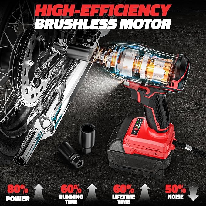 Cordless Impact Wrench Compatible with Milwaukee 18v Battery: 250Ft-lbs(340N.m) 3/8" Brushless Electric Impact Gun, 2400RPM High Torque Impact Driver, Power Impact Wrench, Bare Tool