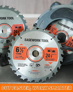 6-1/2 Inch Circular Saw Blade, 24T, 5/8" Arbor, ATB Carbide Teeth, 3-Pack, Fast Crosscutting for Softwood & Hardwood
