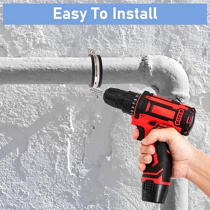 Pipe Clamps NPS 3-1/2 Inches （Φ89MM）- 304 Stainless Steel & Rubber Lining 10 Pack