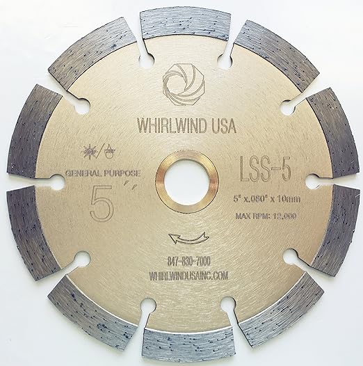 LSS 5-Inch Dry or Wet Cutting General Purpose Power Saw Segmented Diamond Blades for Concrete Stone Brick Masonry (5")