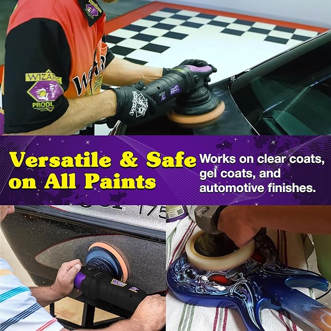 Wizards Fast Cut Wool Buffing Pad - Twisted Wool ‎and Velcro-Backed Wax Applicator Pad - for Auto Detailing, Cleaning and Protection - Aggressively Cuts Without Burning Paint - 7½" x 1"