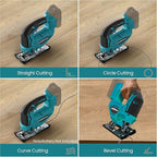 Cordless Jigsaw with LED Work Light, 0°- 45° Bevel Cuts, 3 Orbital Settings for Straight/Curve/Bevel/Circle Cutting (Compatible with Makita 18V Battery)