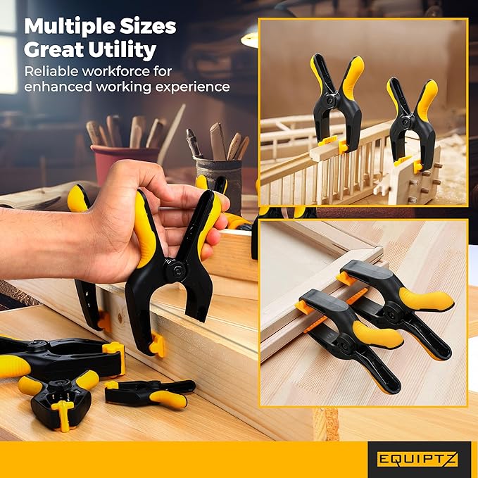 Spring Clamps for Woodworking, Crafts, Backdrop and Pool Cover, 20-Pack Spring Clamp Set with 4 Pcs of 6-inch, 6 Pcs of 4-inch & 10 Pcs of 3-inch Clamps, Extra Wide & Non-Detachable Jaw Pads