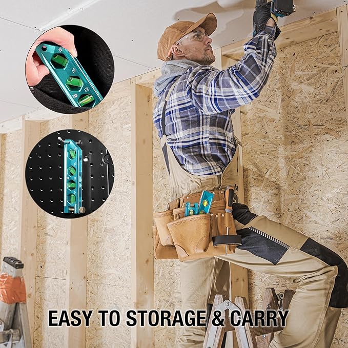 DURATECH 3-Piece Level Tool Set, Magnetic Torpedo Level Included 2.5", 6.25", 8" Leveler with 0°/30°/45°/90° Bubbles, V-Groove, Large Viewing Window, Aluminium Alloy Construction, SAE and Metric Scale