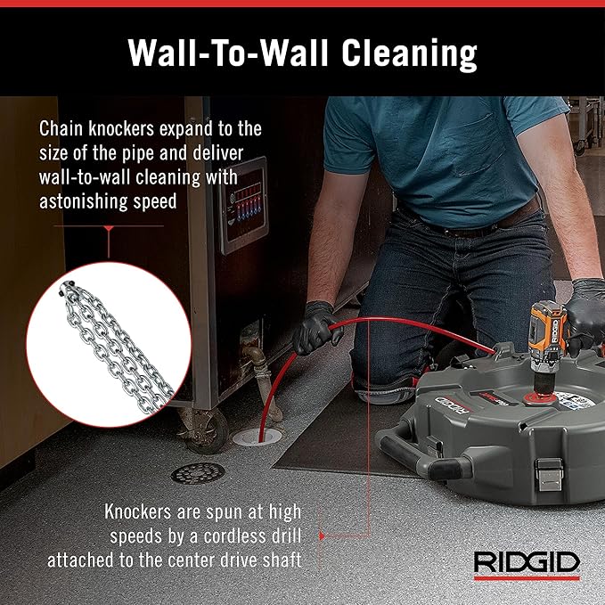 RIDGID 76198 FlexShaft K9-204+ Drain Cleaning Machine for 2" to 4" Pipe, Professional Wall-to-Wall Drain Cleaning Machine with 70' of 5/16" FlexShaft Cable