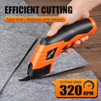 Cordless Electric Scissors, 3.6V Cardboard Cutter with 2 Blades, Rechargeable Electric Fabric Cutter with Safety Lock for Cutting Fabric Carpet Cardboard Leather (Orange)