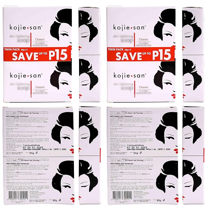 Kojie San Skin Brightening Brush Set - Original Kojic Acid Soap That Helps Reduces Dark Spots & Other Types of Skin Damage – 65g x 6 Bars and Relumins Deep Pore Facial Cleansing Brush-VeraVaultWomen