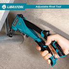 LIBRATON Heavy-Duty Rivet Gun, Pop Rivet Gun Set, Professional Hand Riveter, Manual Riveting Tool with 160 Aluminum Rivets, Includes 4 Drill Bits, 4 Tool-Free Interchangeable Nozzles, Storage Case
