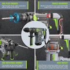 WORKPRO Premium 1-1/4 Inch SDS-Plus Rotary Hammer Drill, 12.5AMP, Heavy Duty Corded Version for Concrete Demolition Chipping Rotomartillo, 5 SDS-Plus Bits