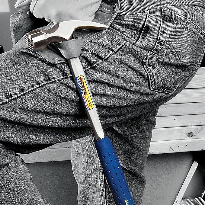 ESTWING Framing Hammer - 30 oz Long Handle Straight Rip Claw with Milled Face & Shock Reduction Grip - E3-30SM