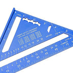 Beslands Aluminum 7-inch Rafter Square Carpenter Layout Tool Alloy Triangle Ruler Protractor Blue（Imperial）