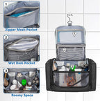 Hanging Toiletry Bag for Men, Tactical Dopp Kit Toiletry Travel Bag, Large Hygiene Organizer Shower Bag for Camping Outdoor, Black