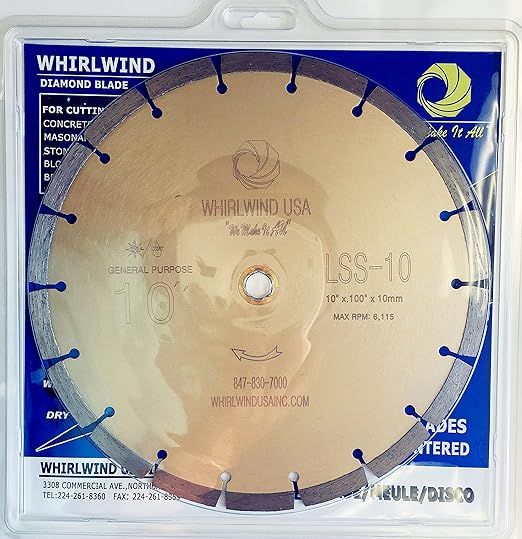 LSS 10 Diamond Saw Blades 10 Inch,General Purpose Power Dry or Wet Cutting Saw Blade,for Concrete Granite Stone Brick Masonry (10")
