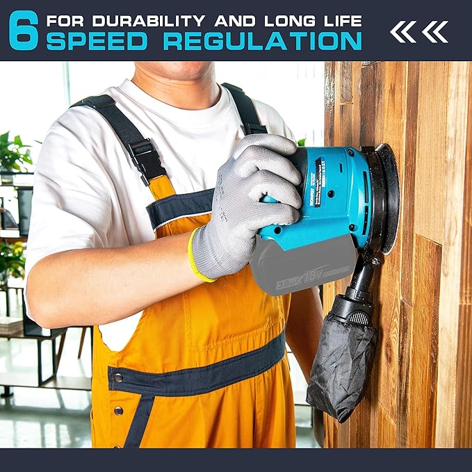 IRONFIST Brushless Random Orbital Sander, 6 Speeds Max 13500rpm, 5” Electric Sander Cordless 21V with Dust Collector and 23pcs accessories Included Battery and Charger