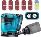 IRONFIST Brushless Random Orbital Sander, 6 Speeds Max 13500rpm, 5” Electric Sander Cordless 21V with Dust Collector and 23pcs accessories Included Battery and Charger