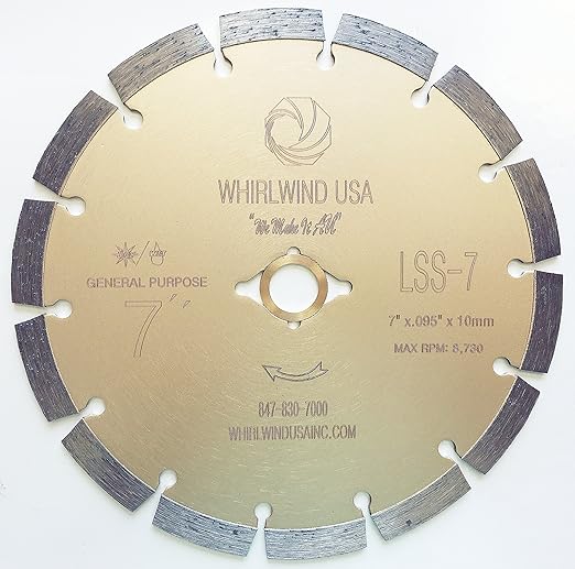 LSS 7 Inch Diamond Blade,Dry or Wet Cutting Hot Pressing Process Saw Blades Broadened Cutter Head, for Concrete Stone Brick Masonry (7")
