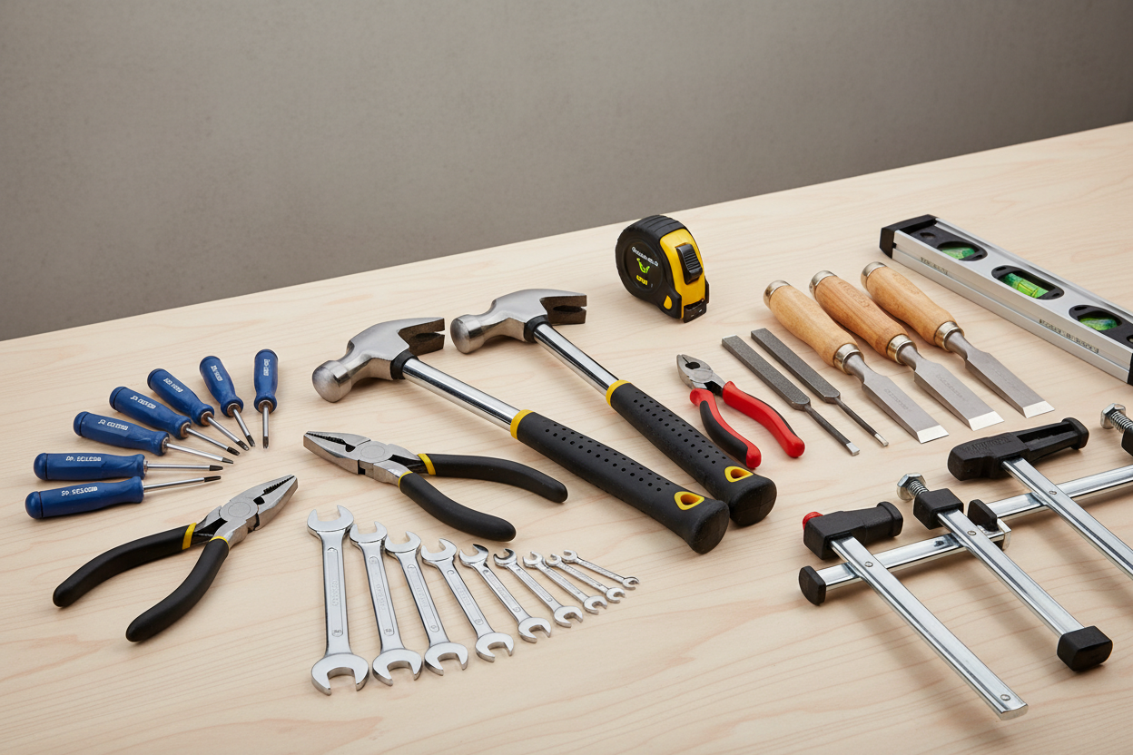 Hand Tools

Our hand tools are built for precision, strength, and comfort. Made from durable materials, they are designed to handle daily use without losing performance.

Includes:

Hammers, screwdrivers, pliers, wrenches

Measuring tapes, levels, cutters

Files, chisels, clamps

Best for: Home repairs, mechanical work, carpentry, and maintenance (make it real photo)