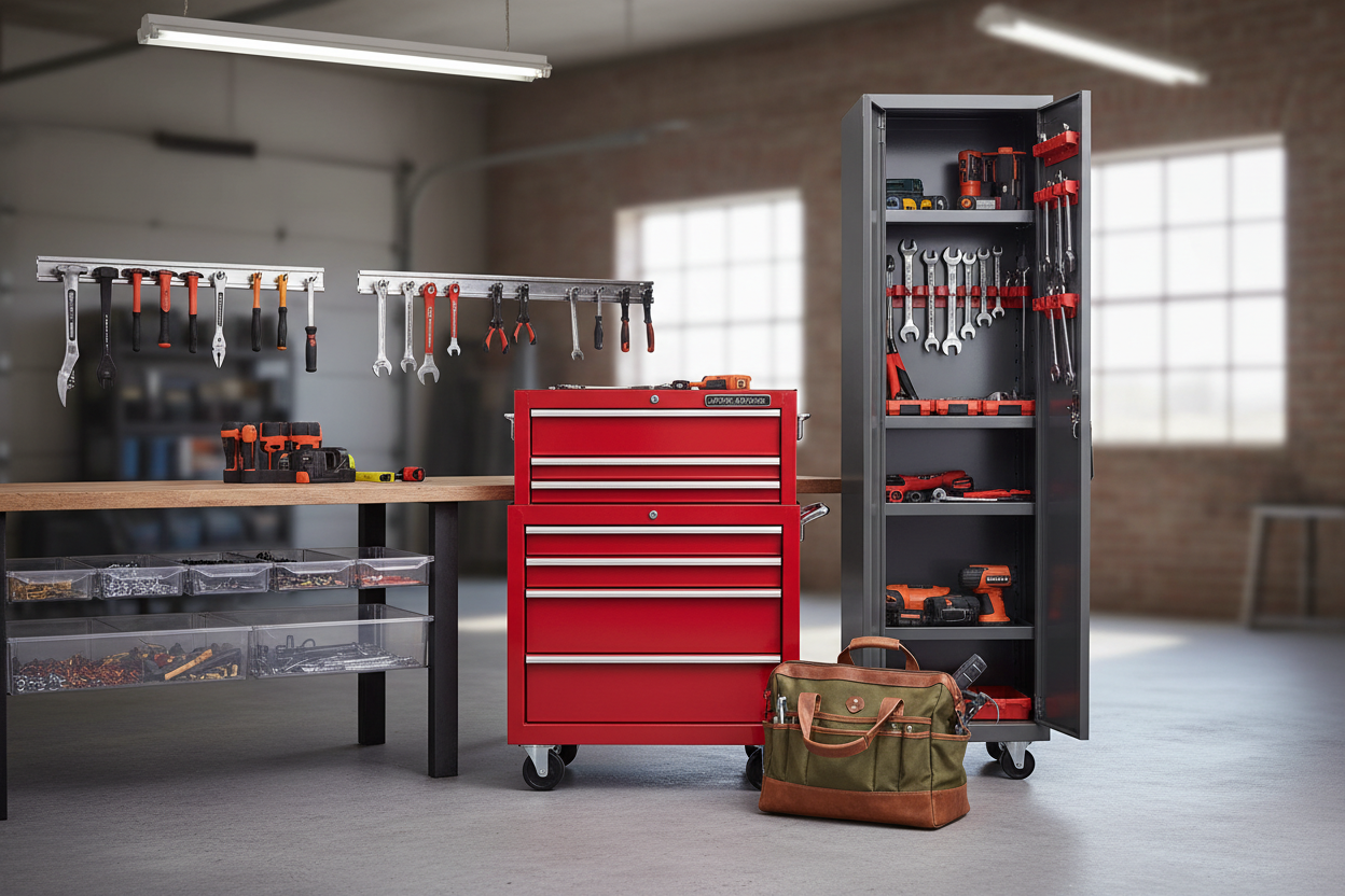 Tool Storage & Organization

Keep your workspace clean and organized with our strong and practical storage solutions.

Includes:

Toolboxes and tool bags

Storage cabinets and racks

Drawer organizers

Best for: Workshops, garages, and mobile technicians. (make it real photo)